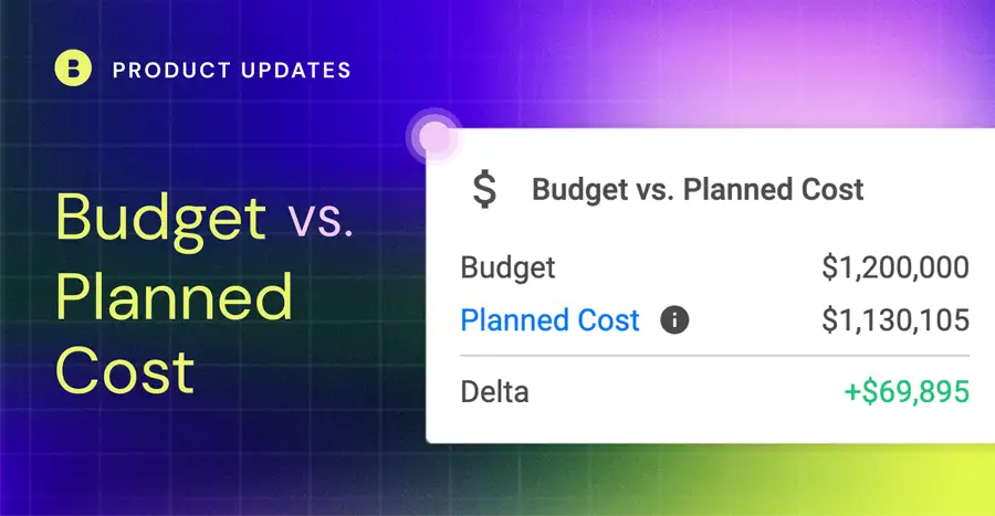 Budget vs planned cost header