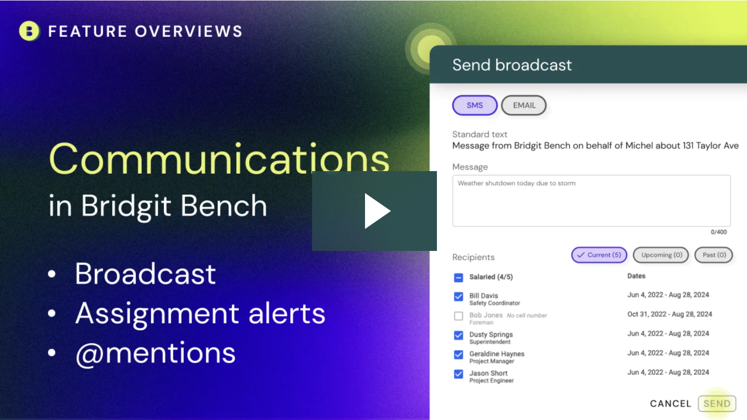 communication options in Bridgit Bench thumbnail