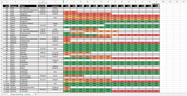Excel Gantt View