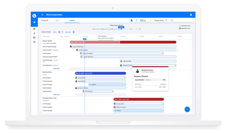 Bridgit Bench project gantt view