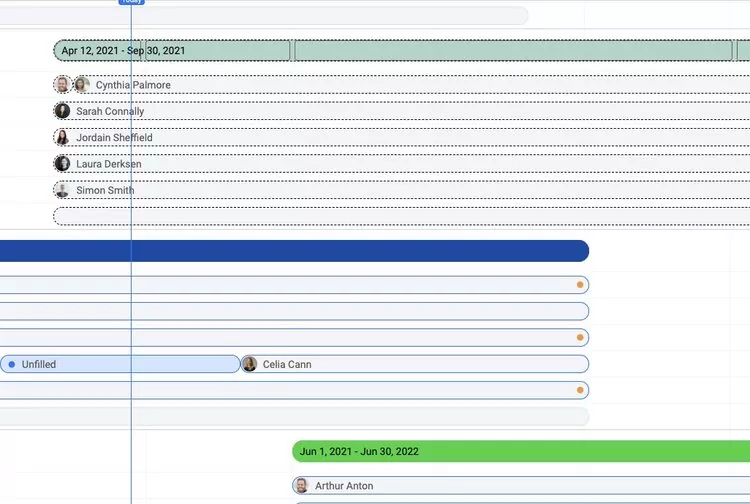 Gantt view in Bridgit Bench